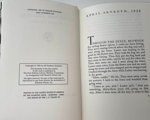 The Sound and the Fury, William Faulkner~Facsimile of 1929 First Edition w/Case - Picture 5 of 11