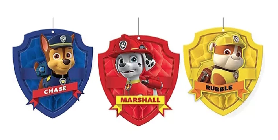 Paw Patrol Decoraciones de panal 3ct - Suministros de fiesta de cumpleaños para niños Chase Skye Foto 2 de 3