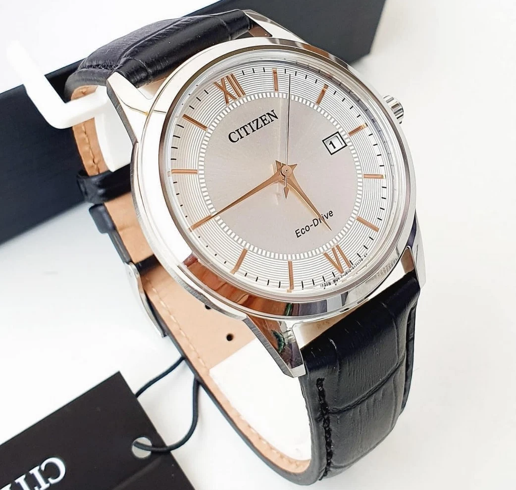 Citizen Corso Eco Drive Silver Dial Leather Strap Men s Watch AW1236 03A