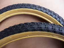 Coppia Pneumatici Retro Old School Comp 3 III Tread BMX Bicicletta Ambra Bruciatore da Parete 