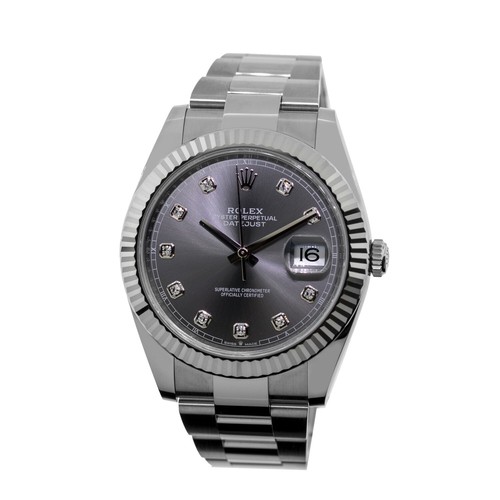 Rolex Datejust II 41mm Steel Dark Rhodium Diamond Dial 18K White Gold NEW - 第 2/9 張圖片