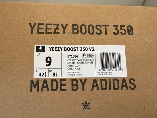 Adidas Yeezy Boost 350 V2 Core usate nere bianche BY1604 Oreo taglia 9 US - Foto 6 di 7