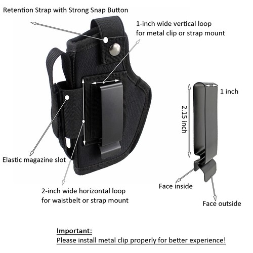 Tactical Right/Left Hand IWB/OWB Gun Holster Waist Belt & Single Magazine Pouch - Picture 5 of 13