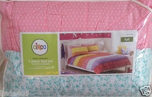 Circo 7 Pc Full Bed Set Warm Banded Pink Blue Purple Orange Yellow