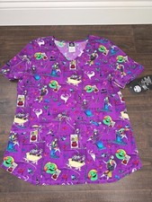 Disney Nightmare Before Christmas Halloween Scrub Top Nurse Sz M 2XL 3XL NWT
