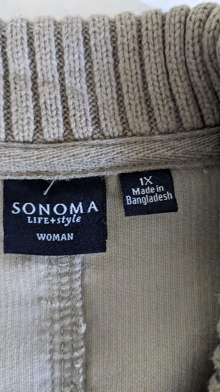 Blazer Sonoma Mujer TALLA 1X Oliva Chaqueta de Pana Pesada con Cuello Tejido  Foto 4 de 4