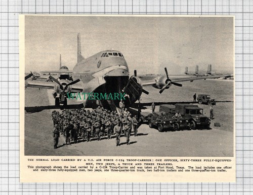 C3551) US Air Force C-124 Truppenträger Flugzeug Fort Hood Texas -1952 Clip