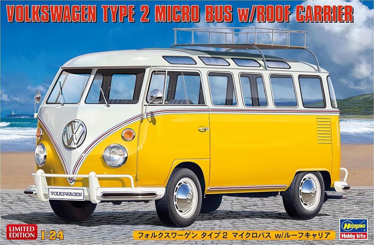 VW T-2 トラバス Hasegawa 1/24 Volkswagen Type 2 Microbus w/Roof Carrier