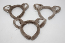 Great Wolf Lodge Ears Lot of 3 Headbands Gray Fuzzy Plush Party Standard Regular