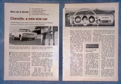1964 Chevrolet New Cars Info Article ''What's New at Chevrolet'' Chevelle Nova