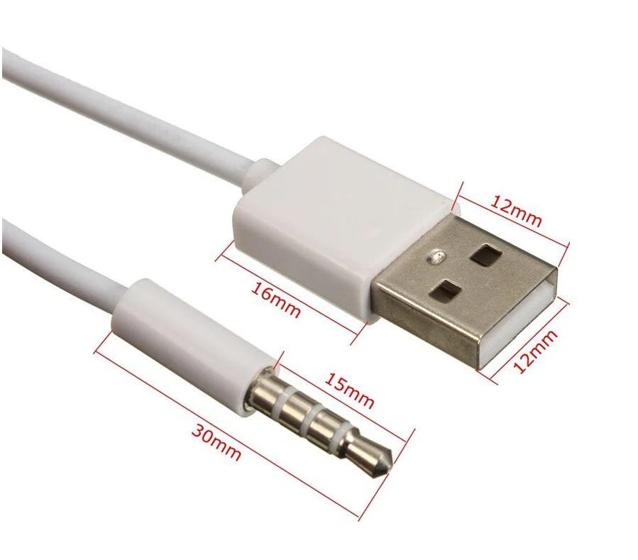 3.5mm Jack Plug AUX Audio to USB 2.0 Male Charge Cable Adapter Cord Car iPod Mp3 - Image 3 of 3