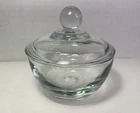Vintage Anchor Hocking Clear Glass Sugar Bowl/Trinket Box With Knob Lid 4”