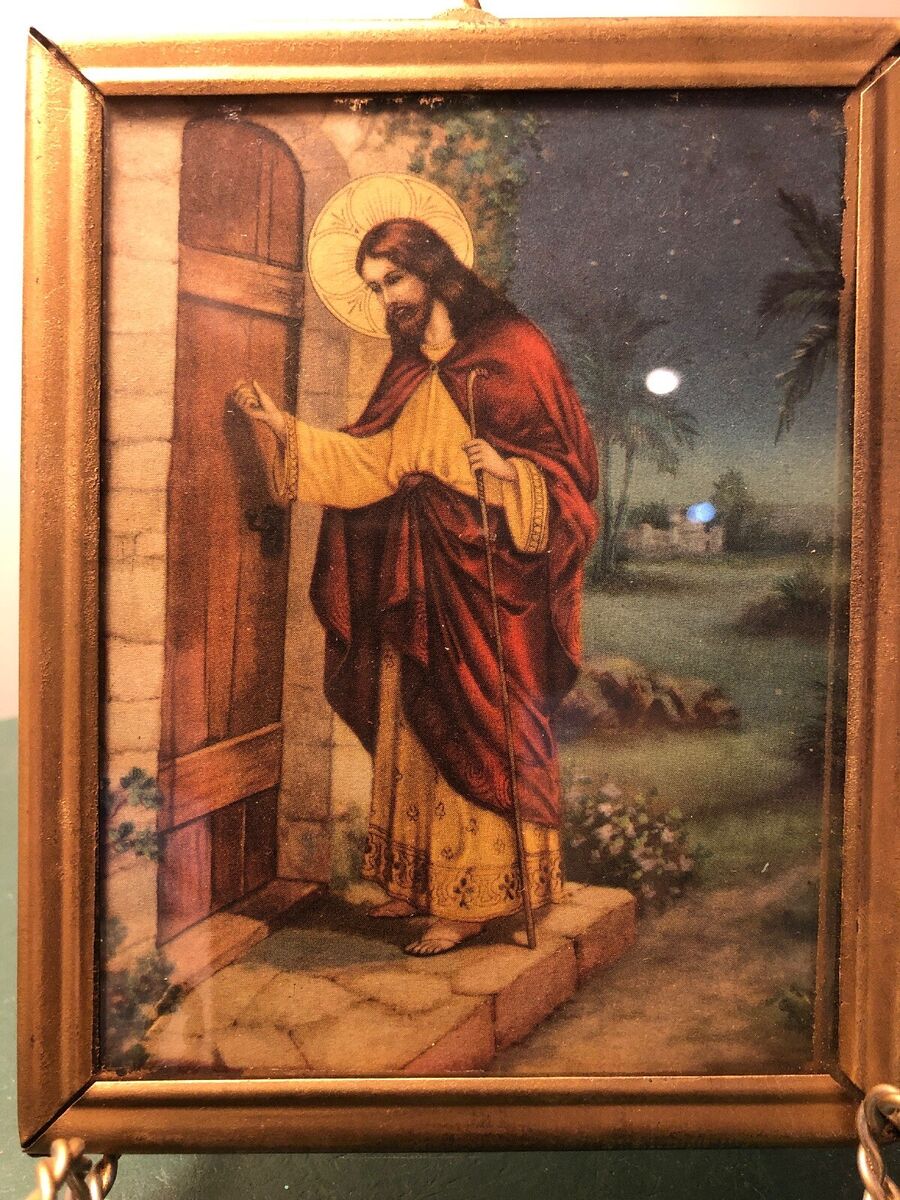 Vintage Lithograph Jesus Behold I Stand At Door And Knock Vintage Lithograph Jesus Behold I Stand At Door And Knock