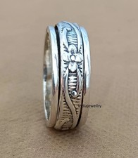 Thick Wide Band Ring, Spinner Ring, 925 Sterling Silver Women Ring, Handmade Rin