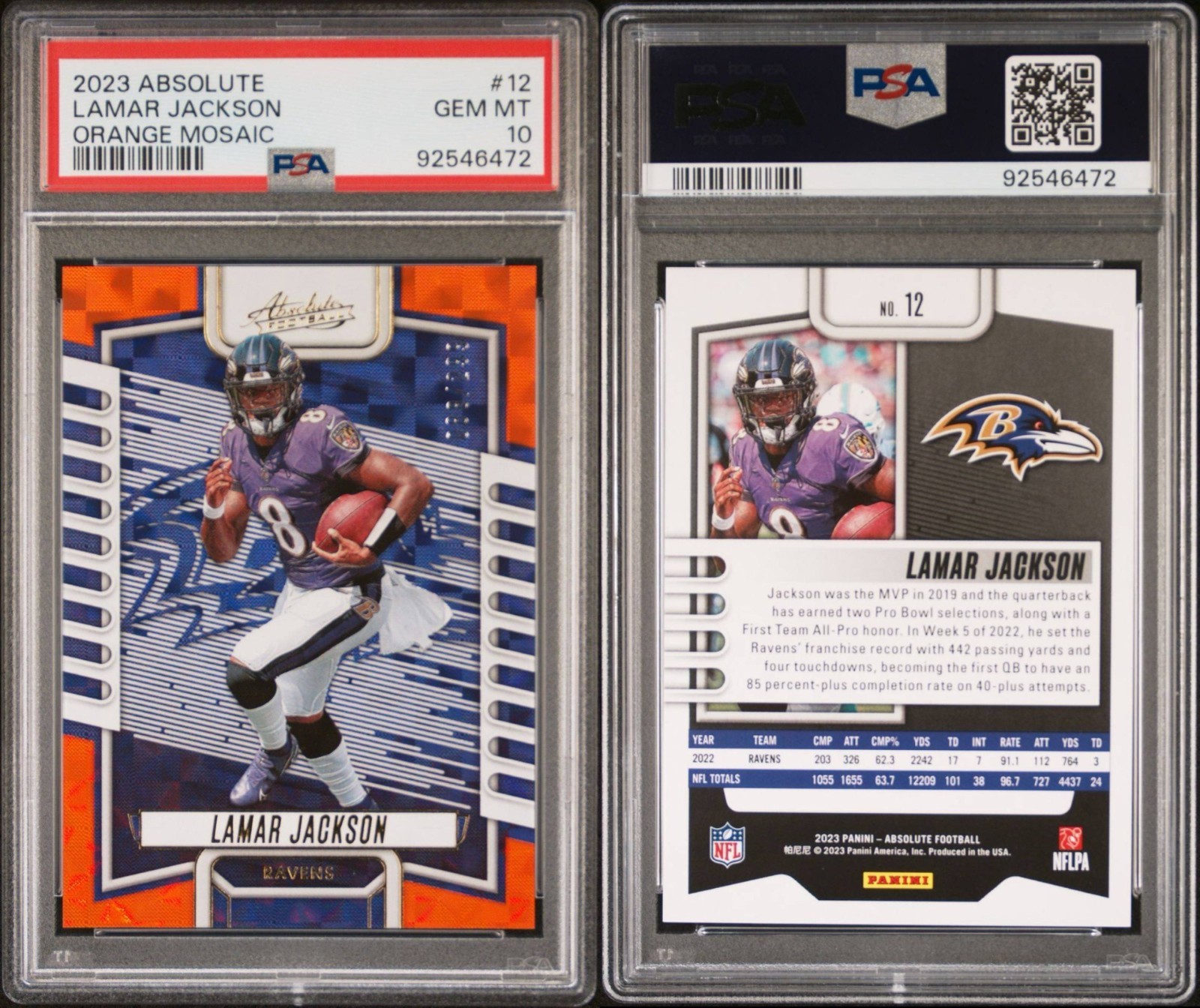 🌟🔥POP 4!!! PSA 10 GEM MT 💎 2023 Absolute LAMAR JACKSON Orange Mosaic /299🔥🌟 view 6