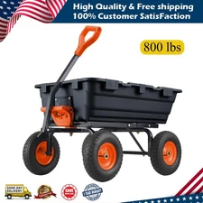 Poly Garden Dump Cart Heavy-duty Yard Carts and Wagons 800 lbs 10" Tires