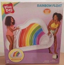Play Day Inflatable Rainbow Swimming Pool Float 6FT Cloud Shape NIB