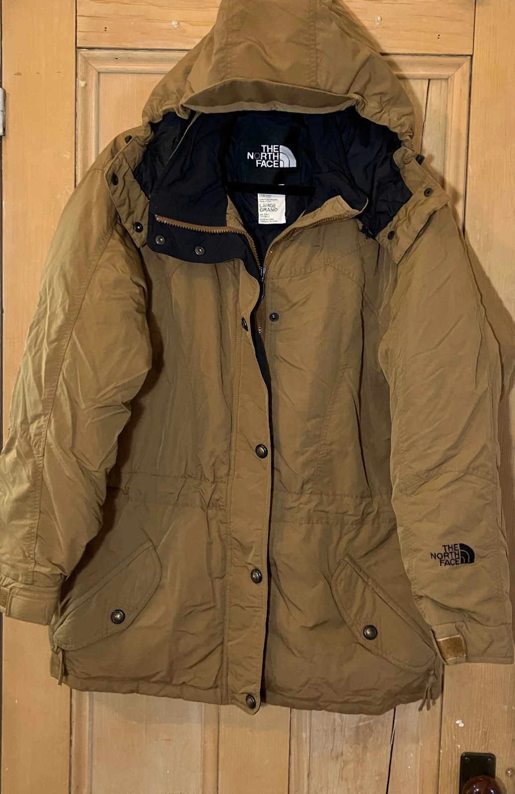 The North Face Men Vintage 90s Goose Down Hooded Parka Jacket Large Brown FA EXC