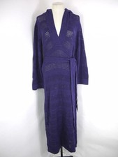Zimmermann Midi Dress Blue Cotton Silk Crochet Knit Hooded Summer Size 10