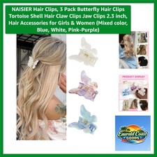 Hair Clips, 3 Pack Butterfly Hair Clips Tortoise Shell Hair Claw Clips Jaw Cl...