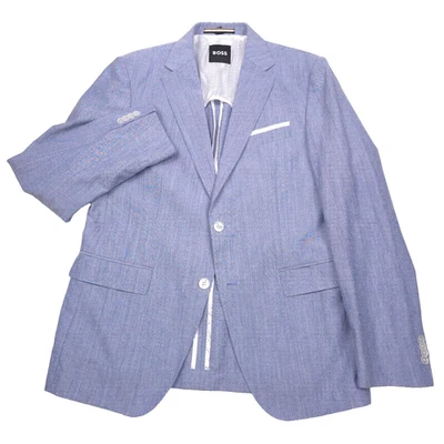 Hugo Boss Hutson-233 Wool Suit Jacket Mens 42R Slim Fit Light Blue Blazer - Image 1 of 4