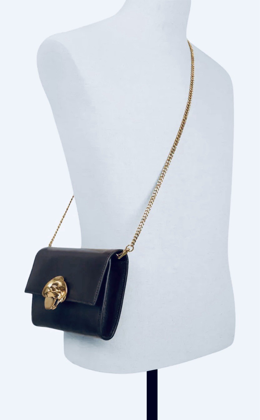 Ted Baker Kira Rose Patent Leather Clutch/Purse With Chain Black