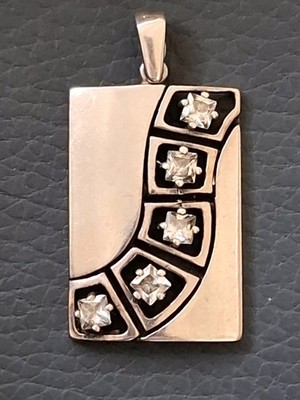 Großer Vintage Designer Silber 925 Anhänger mit Bergkristall 