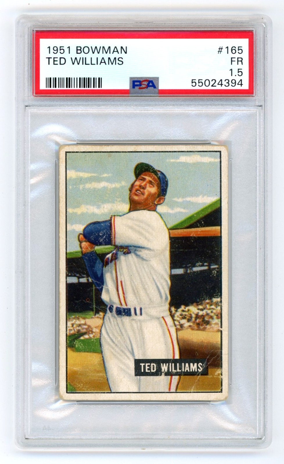 1951 Bowman Ted Williams PSA 1.5 FR Fair Card #165 HOF Centered Boston Red Sox