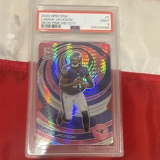 Panini Spectra 2023 Lamar Jackson #5 Neon Pink Die-Cut  1 /20 PSA Ravens