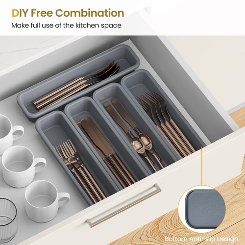 5 Pack Silicone Drawer Organizer for Kitchen, DIY Free Combination Silverware... - Picture 4 of 9