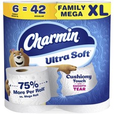 Charmin Ultra Soft Cushiony Touch Toilet Paper, 6 6 Rolls 364 Sheets , White