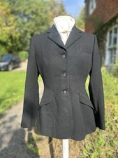 32&rdquo; Ladies Black Vintage Harry Hall Wool Hunt Show Jacket Equestrian