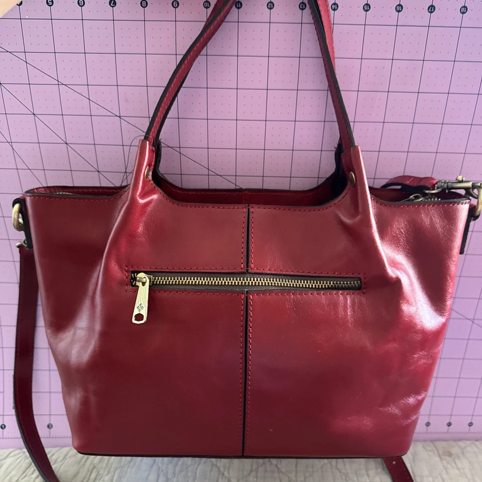 Patricia Nash Argenta Distressed Leather Crossbody/Tote – Ruby Red NWT
