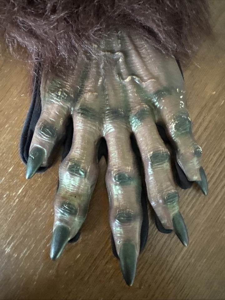 FUN WORLD DIV. Guantes de piel de látex para adultos de Halloween para hombre lobo marrón DE COLECCIÓN #5813 Foto 2 de 4