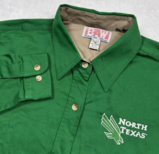 UNT University North Texas Means Green Eagles Button Shirt Women M Embroider NEW