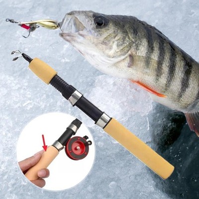 Wear Resistant Ice Fishing Rod Telescopic Fiberglass Angling Pole   Outdoor S3F5