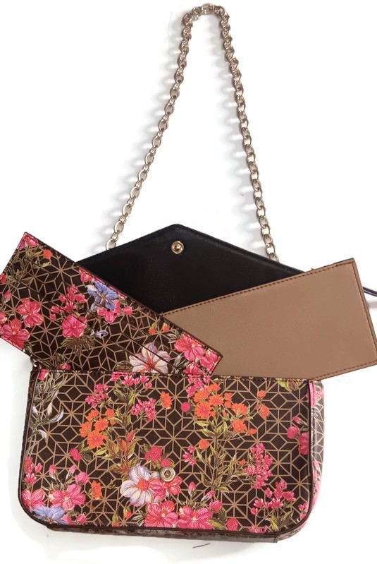 Women's Big Fat GOLD CHAIN Bag/ Wallet, Floral