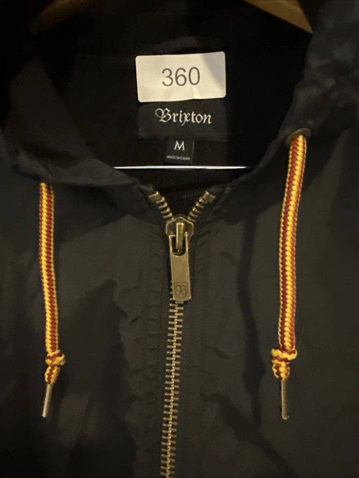 Brixton Jacket Men’s M Claxton Alton Black Hooded Full Zip Lined Windbreaker - Image 3 of 4