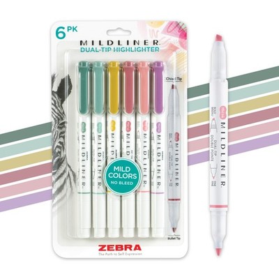 Zebra Pen Mildliner Dual-Tip Highlighter 1 Count (Pack of 6), Assorted B