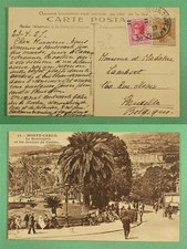 DR WHO 1927 MONACO OVPT MONTE CARLO POSTCARD TO BELGIUM R20948
