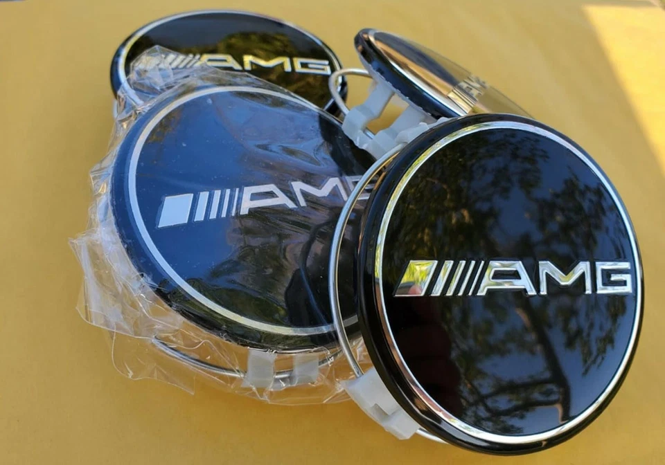 4 PCS 75mm / 3 INCH AMG WHEEL CENTER HUB CAPS Fit FOR MERCEDES BENZ C E CLS S B Foto 3 de 4