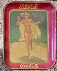 1937 Vintage Coca-Cola Girl Serving Tray Girl - 2 Piece Swimsuit holding 2 Cokes