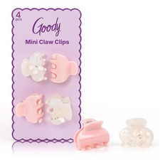 Goody SlideProof Mini Claw Clips, 4 Count Pack of 1 , White Flowers Pink