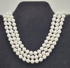 Vintage White Milk Glass Double Knotted Triple Strand Choker/Necklace — photo 1