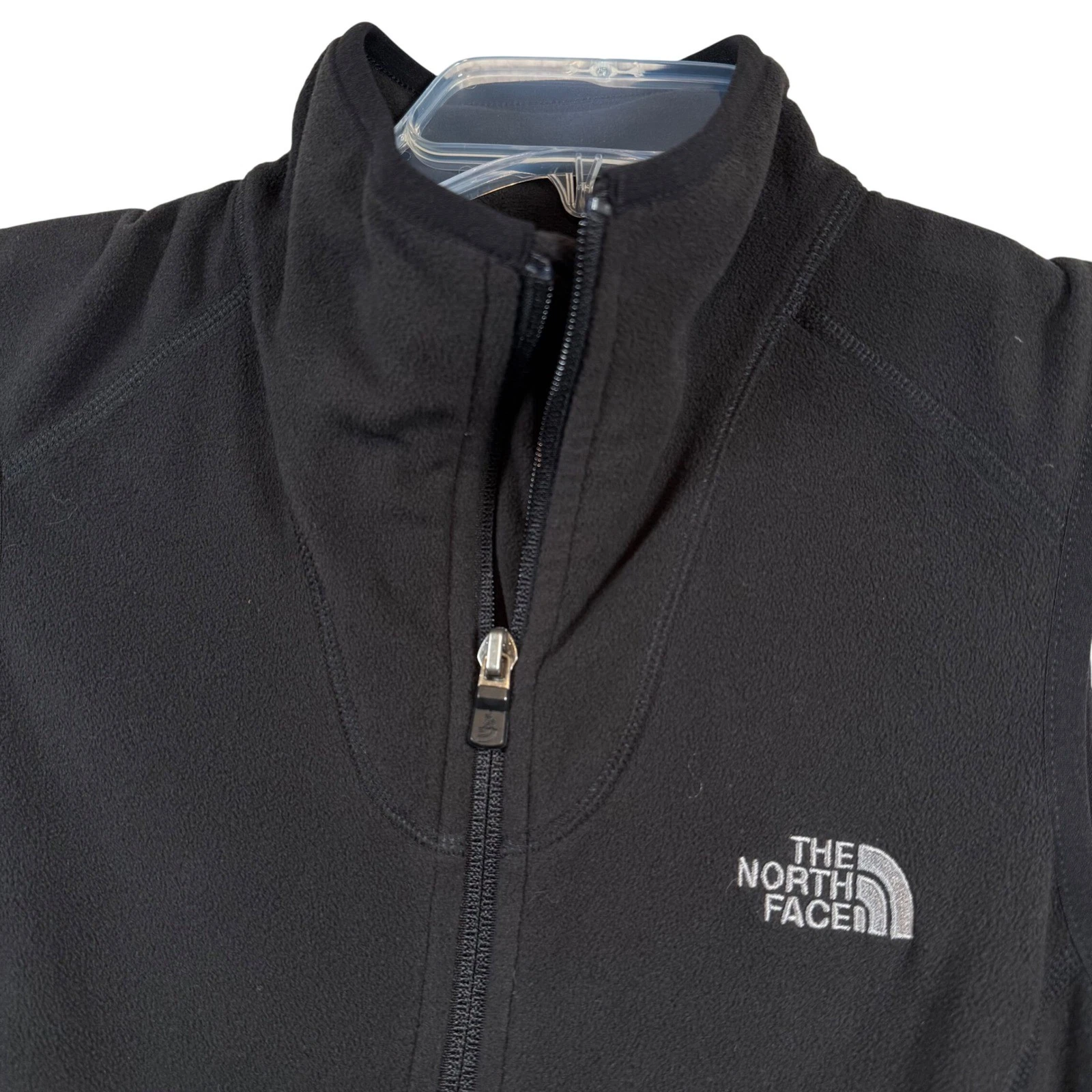 The North Face TKA 100 Fleece Vest Women Small Black Full Zip Mock Neck Outdoor