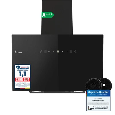 KKT KOLBE Dunstabzugshaube 80cm Umluft Abluft Wandhaube Kopffrei Schwarz Gestensteuerung