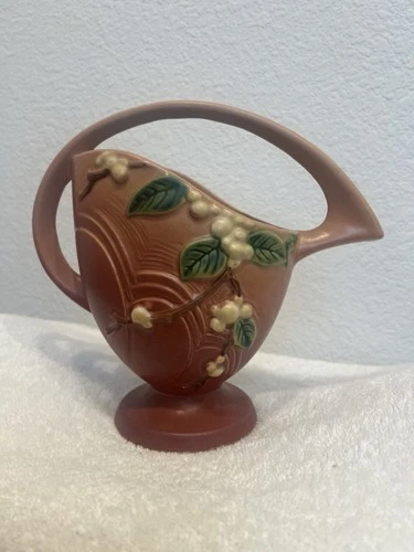 Vintage Roseville Pottery Wildflower Handled Basket Vase – USA – Matte Finish