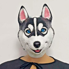 Husky Dog Head Halloween Cosplay Mask Soft Latex Helmet Masks Props