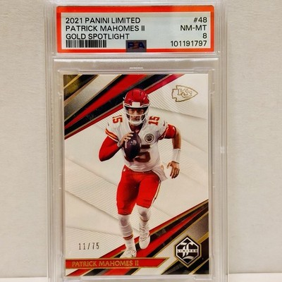 Patrick Mahomes II 2021 Panini Limited Gold Spotlight #d /75 PSA 8 NM-MT  Chiefs