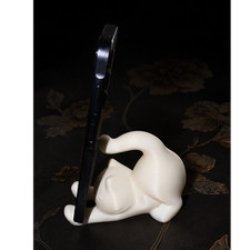 White plastic Cat Shaped Phone Holder Stand for Desktop